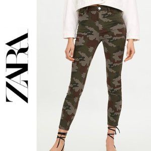 Zara Camouflage High Rise Skinny Jeans Ankle Len